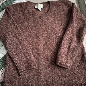 Express Women's BurgundyBrown Wool V-Neck Sweater